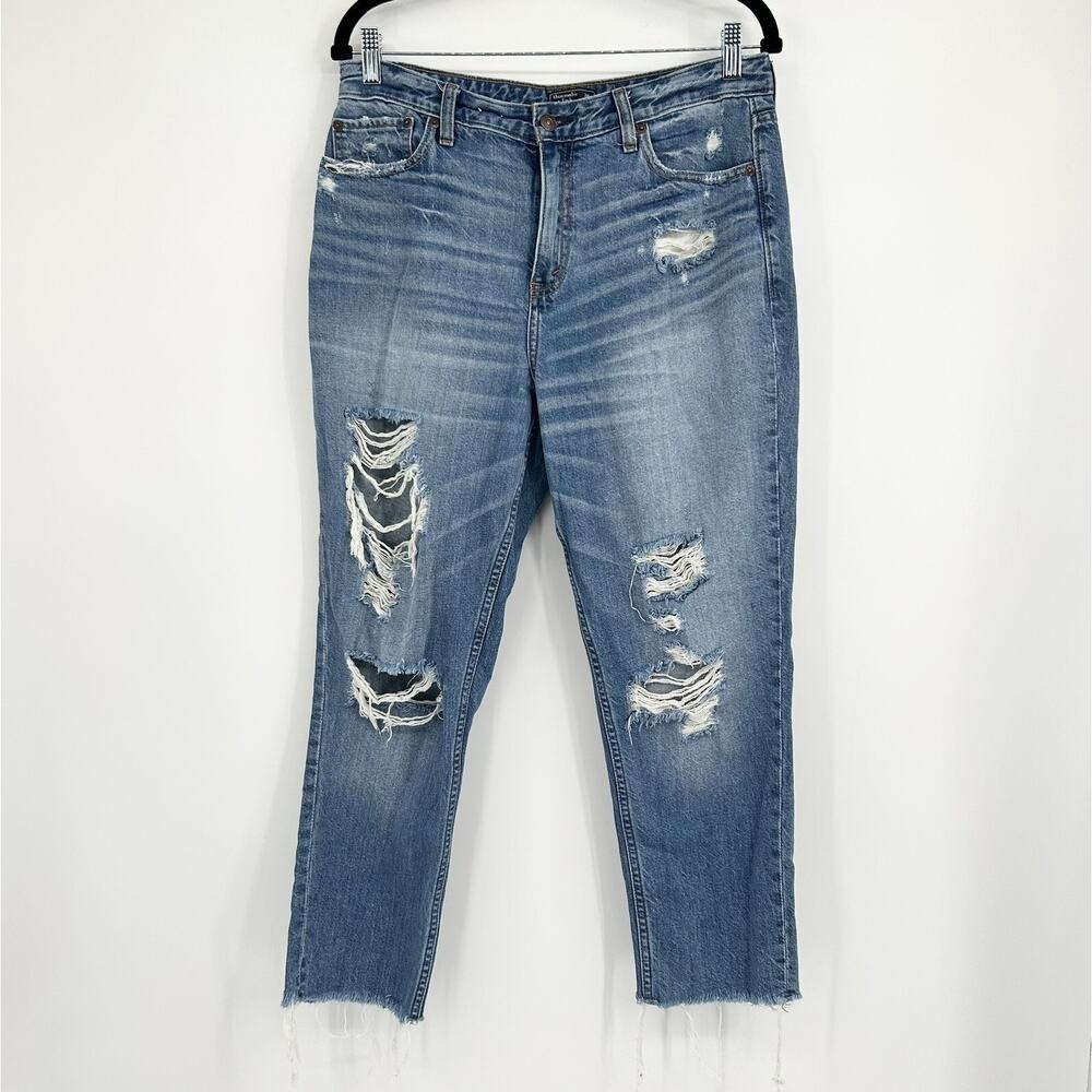 Abercrombie & Fitch Distressed Annie High Rise Girlfriend Jeans Size 10 / 30